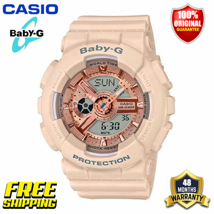 Original Casio Baby-G Ba110 Women Sport Watch Dual Time Display 100M Water  Resistant Shockproof And Waterproof World Time Led Light Girl Sports Wrist  Watches With 4 Years Warranty Ba-110Cp-4A Pink (Ready Stock