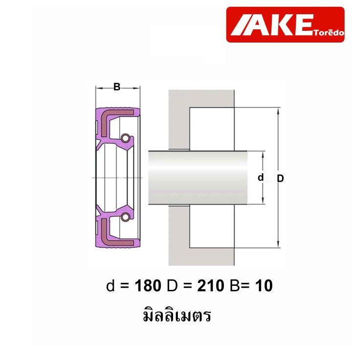 tc180-210-10-oil-seal-tc-ออยซีล-ซีลยาง-ซีลกันน้ำมัน-ขนาดรูใน-180-มิลลิเมตร-tc-180-210-10-โดยake