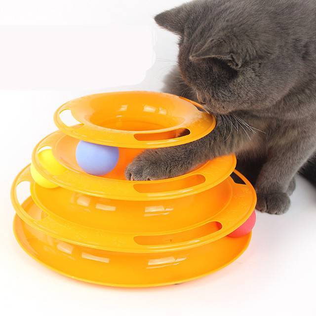 ของเล่นแมว-รางบอลทาวเวอร์-3-ชั้น-สีส้ม-รางบอลแมว-plastic-three-levels-tower-tracks-cat-toy-คอนโดแมว-คอนโดแมว-อาหารแมว-ชุดแมว-ขนาด-25-14-16-cm