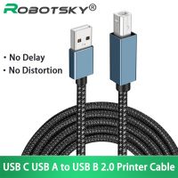 [HOT RUXMMMLHJ 566] USB C USB A ถึง USB B 2.0สายเครื่องพิมพ์สายสแกนเนอร์เครื่องพิมพ์แบบถักสำหรับกล้อง Epson HP Canon เครื่องพิมพ์เครื่องพิมพ์ USB 1/1.5/2/3M