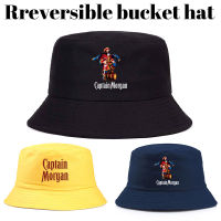 [hot]Summer Reversible Captain Morgan Bucket Hat Unisex Cool Cotton Fisherman Cap for Daily Wear and Outdoor Activities for Men Boy