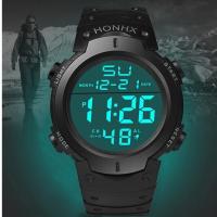 {Miracle Watch Store} นาฬิกาข้อมือยางซิลิโคนนาฬิกากันน้ำสำหรับผู้ชาย LED นาฬิกาจับเวลาดิจิทัลวันที่สำหรับผู้ชาย