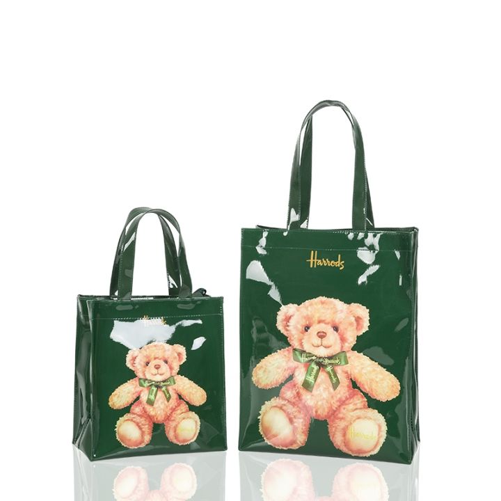 harrods-green-bottom-teddy-shoulder-bag-tote-bag-zipper-pvc-waterproof-bag-work-lunch-bag-printed-tote-bag