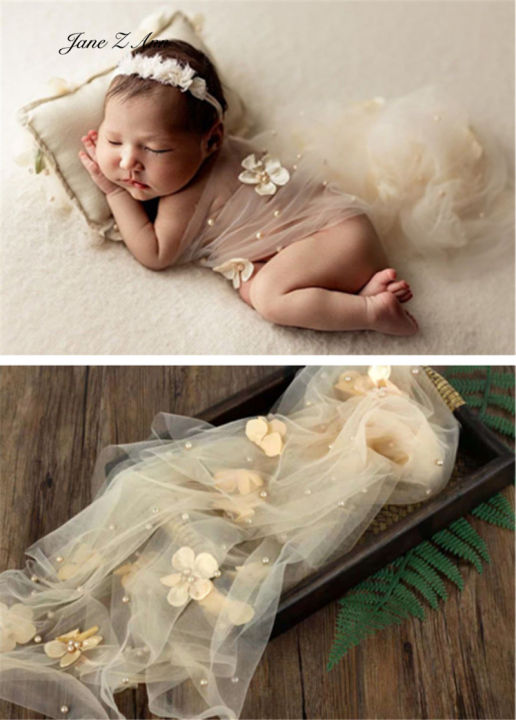 ทารกสตูดิโอถ่ายภาพดอกไม้มุกตาข่ายห่อผ้าพื้นหลังผ้าเด็กอุปกรณ์ภาพ2ขนาด