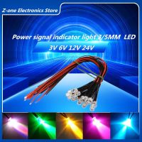 10PCS 3/5mm LED DC 3V 6V 12V 24V Pre Wired LED Light Lamp Bulb Prewired Emitting Diodes Transparent Yellow Blue Green White Red Electrical Circuitry P