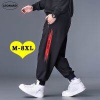 ✵ M-8XL ขนาดพิเศษกางเกงจ๊อกกิ้งผู้ชายยาวหลวมแบบสบายเกาหลี Big Sports Black