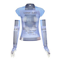 Gaganight Women Bottoming Shirt 2021 Spring Autumn New Korean Chic Retro Mesh Slimming Retro Printed Half High Collar T-shirt