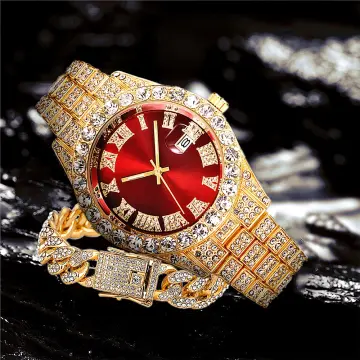 Hip hop iced 2024 out bling bling watch