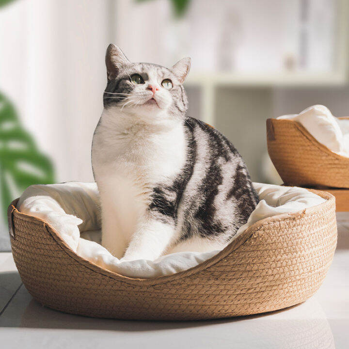 s-bed-sofa-bamboo-weaving-four-season-cozy-nest-baskets-waterproof-removable-cushion-cat-mat-kennel-dog-beds-accessories