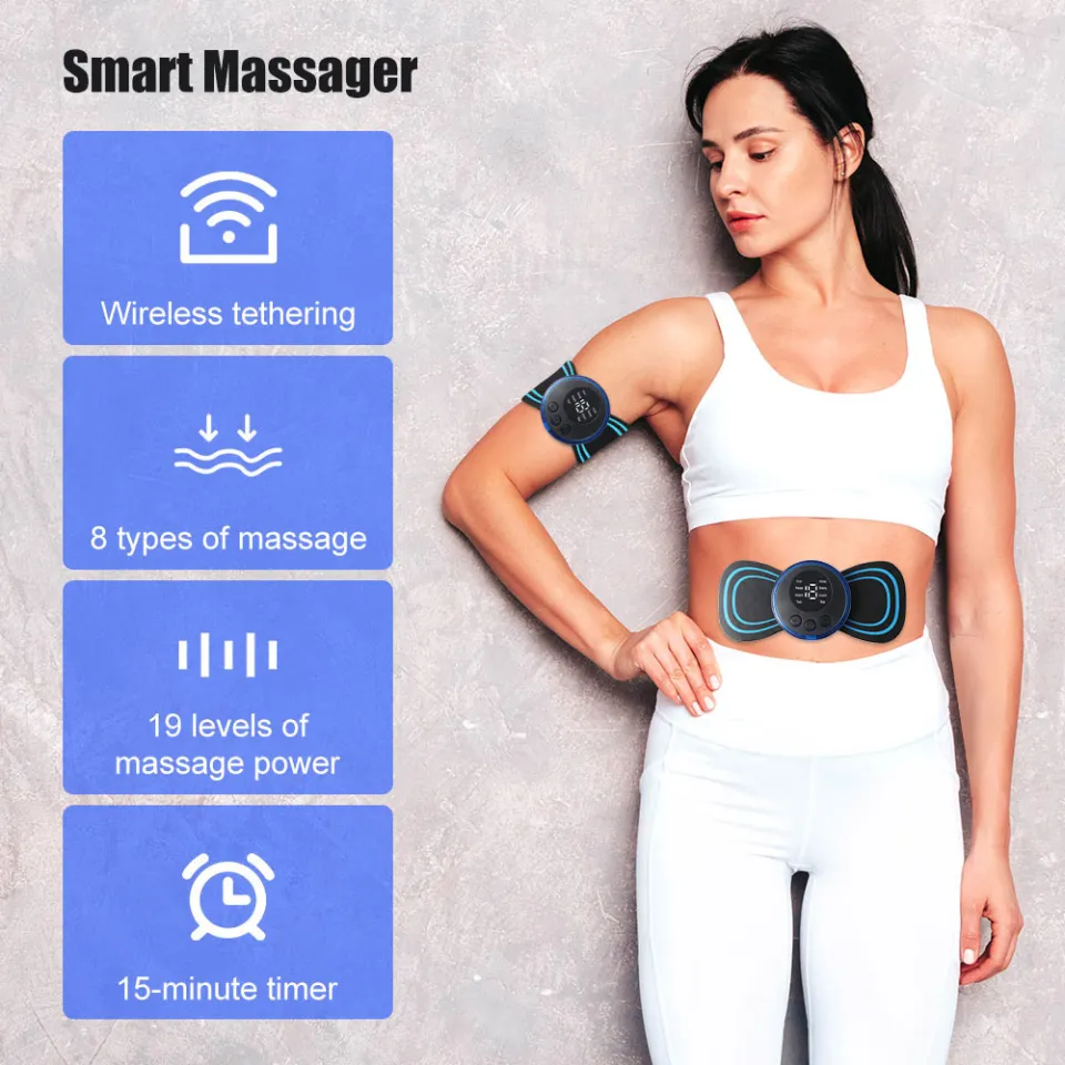 Tens Black Unit with 2 Pads,EMS Microcurrent Mini Massager Machine,Low  Frequency Multi Function Physiotherapy Instrument Muscle Stimulator,Full  Body