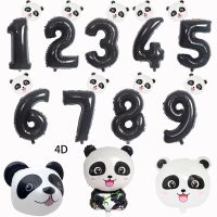 Cartoon Animal Black 32inch Foil Number Balloon Set Star Panda Boy Girl Birthday Party Decoration Baby Shower Animal Helium Ball Balloons