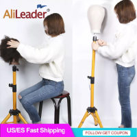 Alileader 2023ใหม่ขาตั้งสามขาหัวปรับรูปป่างได้สีดำทอง125ซม. ชุดหุ่นวิกผมผ้าใบ