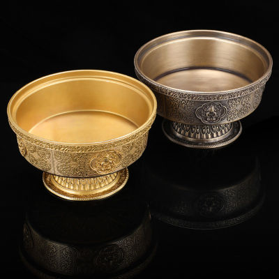 8*13.5cm Pure Copper Tibetan Eight Auspicious Symbols Carving Decoration,Wealth of God Water Supply Sacrificed bowlCups