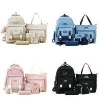 HOT14★3-9 Grade Student Backpack Suit Bag Lightweight Large-capacity Backpack Five-piece Set Teenage Girl Schoolbag Book Bag Mochila