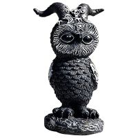 Halloween Black Mysterious Owl Dwarf Decoration Outdoor Indoor Lawn Resin Owl with Witch Hat Wings