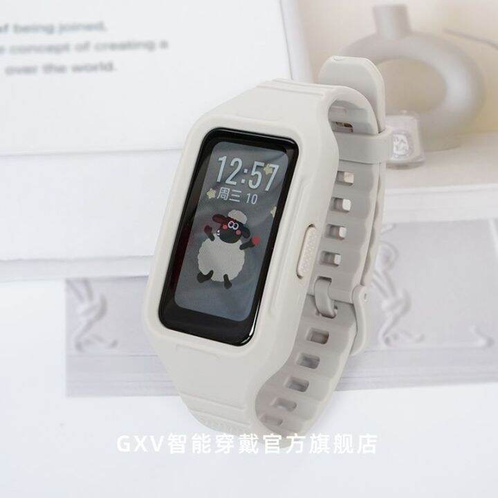 สำหรับสาย-huawei-band-8-7-6-redmi-smart-band-2สายซิลิโคนแบบบูรณาการสร้อยข้อมือเงิน-jam-tangan-kebugaran-หลากสี-huawei-สายรัดข้อมือกีฬา-band8