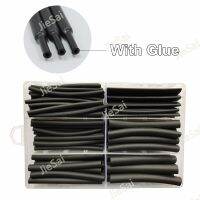 120 Pcs 90mm Heat Shrinkable Tube Tubing Black 3/1 3:1 With Glue 7 Size Insulation Wrap Sleeving Dual Wall Tube Car Cable Electrical Circuitry Parts