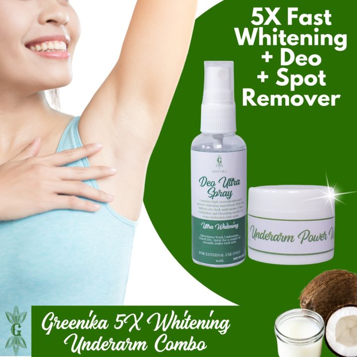 5x Underarm Combo Whitening Deodorant Greenika Underarm Spray