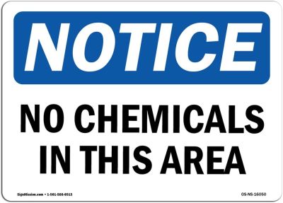 ไม่มีสารเคมีป้ายประกาศ OSHA แจ้งให้ทราบในพื้นที่นี้เป็นป้ายพลาสติกที่เข้มงวดปกป้องของคุณคลังสินค้าสำหรับสถานที่ก่อสร้างและพื้นที่ร้านค้าที่ผลิตในสหรัฐอเมริกา