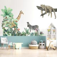 Large Jungle Animals Wall Stickers for Kids Rooms Boys Room Bedroom Decoration Giraffe Leopard Wallpaper Adhesive Wall Decor Wall Stickers  Decals