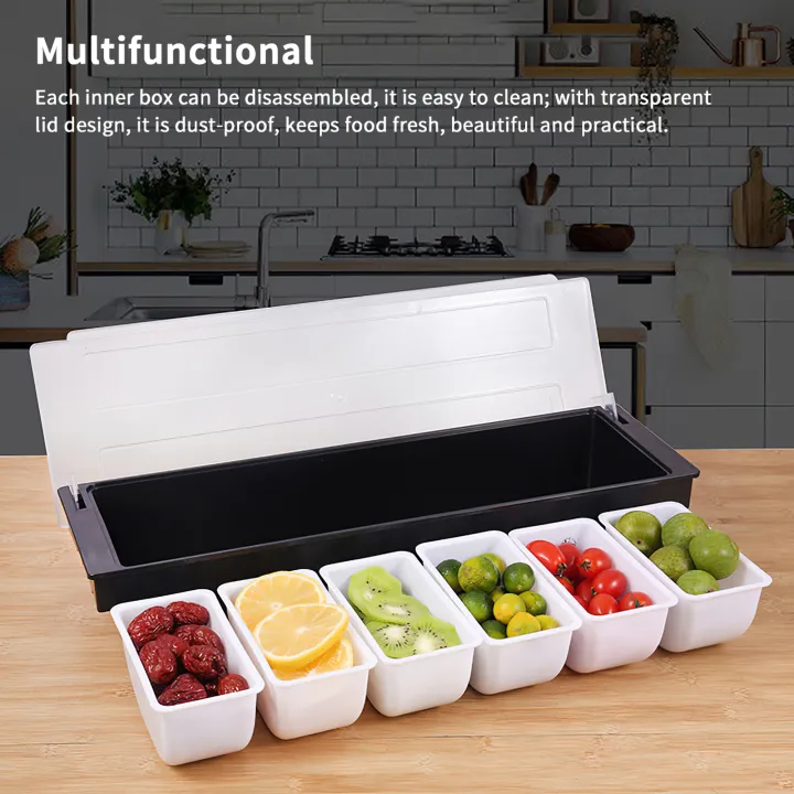 5/6 Compartment Detachable Seasoning Case Bar Condiment Bar Drinks Fruit  Garnish Cocktail Decorative Box Condiment Ice Serving Tray Fresh-keeping  Box Vacuum Container Pump Refrigerator Fresh-keeping Box | Lazada PH