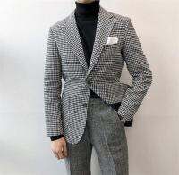 ปกก้างปลาชุด Houndstooth ของผู้ชายสำหรับเสื้อทักซิโดจัดเลี้ยงงานปาร์ตี้เท่านั้น