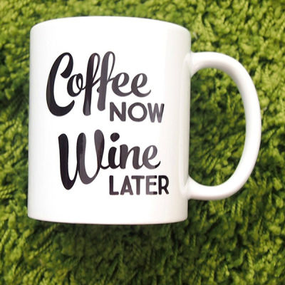 Wine Coffee Mug, Wine Mugs Funny, Coffee Now Wine Later Coffee Mug, Novelty Mug, Wine Lover Mug, Mug for Mom, Sister, Aunt, Friend
