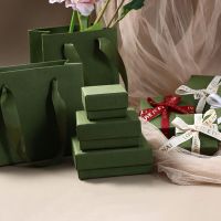 Vintage Green Jewelry Storage Box Handbag Ring Earrings Pendant Bracelet Necklace Organizer Paper Gift Jewelry Packaging Box