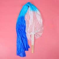 Fan Dance Belly Silk Fans Veils Folding Veil Chinese Bamboo Blue Dancing Performance Handheld Flag White Girls Woman Stain