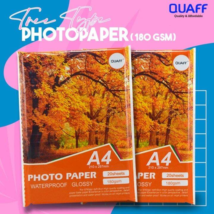 QUAFF Tree Type Inkjet Photo paper Glossy 180gsm A4 Size (20 sheets) Lazada PH