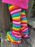 80cm size Baby Girls Long Flared Pants  Rainbow Stripe/Mermaid Ruffle Trousers  Elastic Waist Casual Bell-bottom