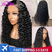 【jw】❀ Deep Frontal Wig Transparent 13x4 Front Human Hair Wigs for Pre Plucked Curly Closure