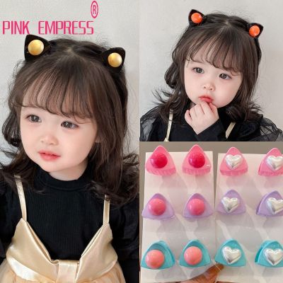 Cat Ears Childrens Hair Clamp Candy-colored Love Heart Hairpin Small Grip Girl 2023 New Broken Hair Clip Headdress