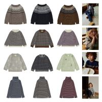 Ins Kids Sweater 23 New Autumn/winter Danish FUB Baby Boys and Girls Wide Striped Long-sleeved Pullover Sweater Children Top