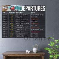 Train Party Poster - Departure Sign Train Terminal Sign Train Decor Living Room Cuadros Home Decor Wall Art Print Canvas