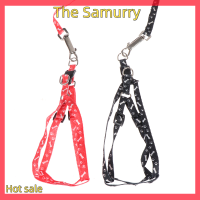 Samurry ✨Hot Sale✨ Car สายจูงสุนัขแมวสัตว์เลี้ยงขนาดเล็กกว้าง1ซม. เชือกจูงพิมพ์ลายสายรัดหน้าอกปรับได้