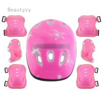 BZY 7 Pcs/Set Kids Safety Roller Skating Helmet Knee Elbow Wrist Pads Set For Bicycle Cycling Skateboarding Protective Gear