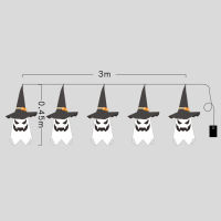 3M 5 Pc Head Halloween Wizard Decoration LED Flashing Light Festival Dress Up Hanging Wizard Ghost Hat Horror Atmosphere Lanyard