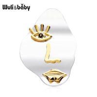 Wuli&amp;baby Beauty Eye Mouth Face Brooches Women Metal Figure Office Casual Brooch Pins Gifts