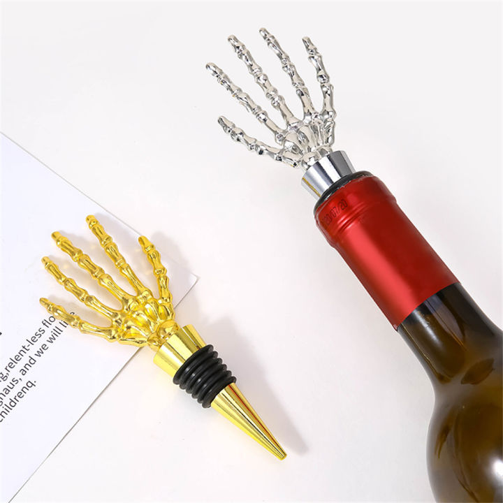 fdikou-อุปกรณ์เสริมสำหรับการส่งเสริมการขายโดยบริษัท-fdikou-อุปกรณ์ตกแต่งงานจุกไวน์รูปหัวกะโหลกจำลองแบบใช้มือขวดไวน์ด้วยสังกะสีอัลลอยด์จุกไวน์0823
