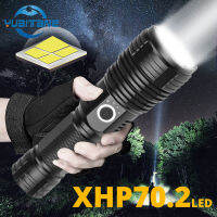 Quad-Core XHP70.2 LED ไฟฉายกันน้ำยุทธวิธี LED ไฟฉายความเร็วซูมพร้อมตัวบ่งชี้แบตเตอรี่ใช้18650 Or26650สำหรับตั้งแคมป์