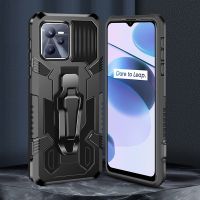 เคสสำหรับ Realme C35 /Narzo 50A นายกไฮบริดทนแรงกระแทกเคสอาร์เมอร์คิกสแตนด์คลิปเข็มขัดฝาครอบ