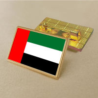 United Arab Emirates flag pin 2.5*1.5cm zinc alloy die-cast PVC colour coated gold rectangular medallion badge without added resin