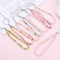 【cw】 Fashion Stone Chain Round Beaded Hanging Cord Jewelry Accessory 1