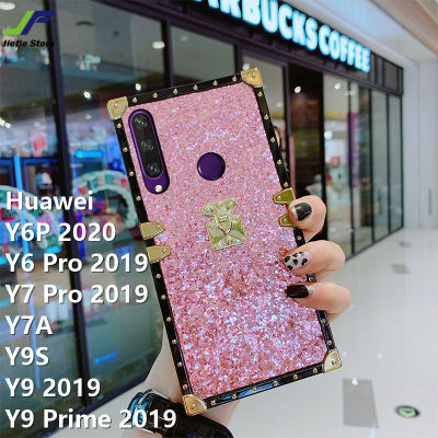 JieFieสำหรับHuawei Y6P / Y6 Pro / Y7 Pro / Y7A / Y9S / Y9 2019 / Y9 Prime Luxury Glitterเคสโทรศัพท์แฟชั่นหนังสแควร์นุ่มTPUเคสครอบปกป้อง