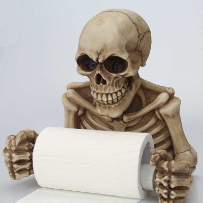 Creative Skull Toilet Paper Holder Wall Mount Tissue Box Paper Roll Holder 3D Sanitary Paper Storage Bar Bathroom Organizer