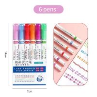 3/6pcs Wave Line Art Marker Pens Set Multi Color Roller Tip Love Star Cloud Point Stamp Liner Highlighter Drawing Diary School Highlighters Markers