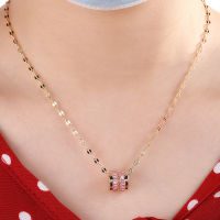 Korean Version of Fashion Crystal Rotatable Bead Necklace for Women Simple Bright Engagement Party Female Collarbone Chain Gift