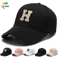 Q trend หมวกแก๊ปผู้ชาย หมวกแก็ปตัวอักษร H หมวกกันแดด