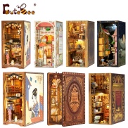 CUTEBEE Mô Hình Nhà Gỗ Diy BOOK Nook Có Đèn LED Eternal Bookstore Món quà